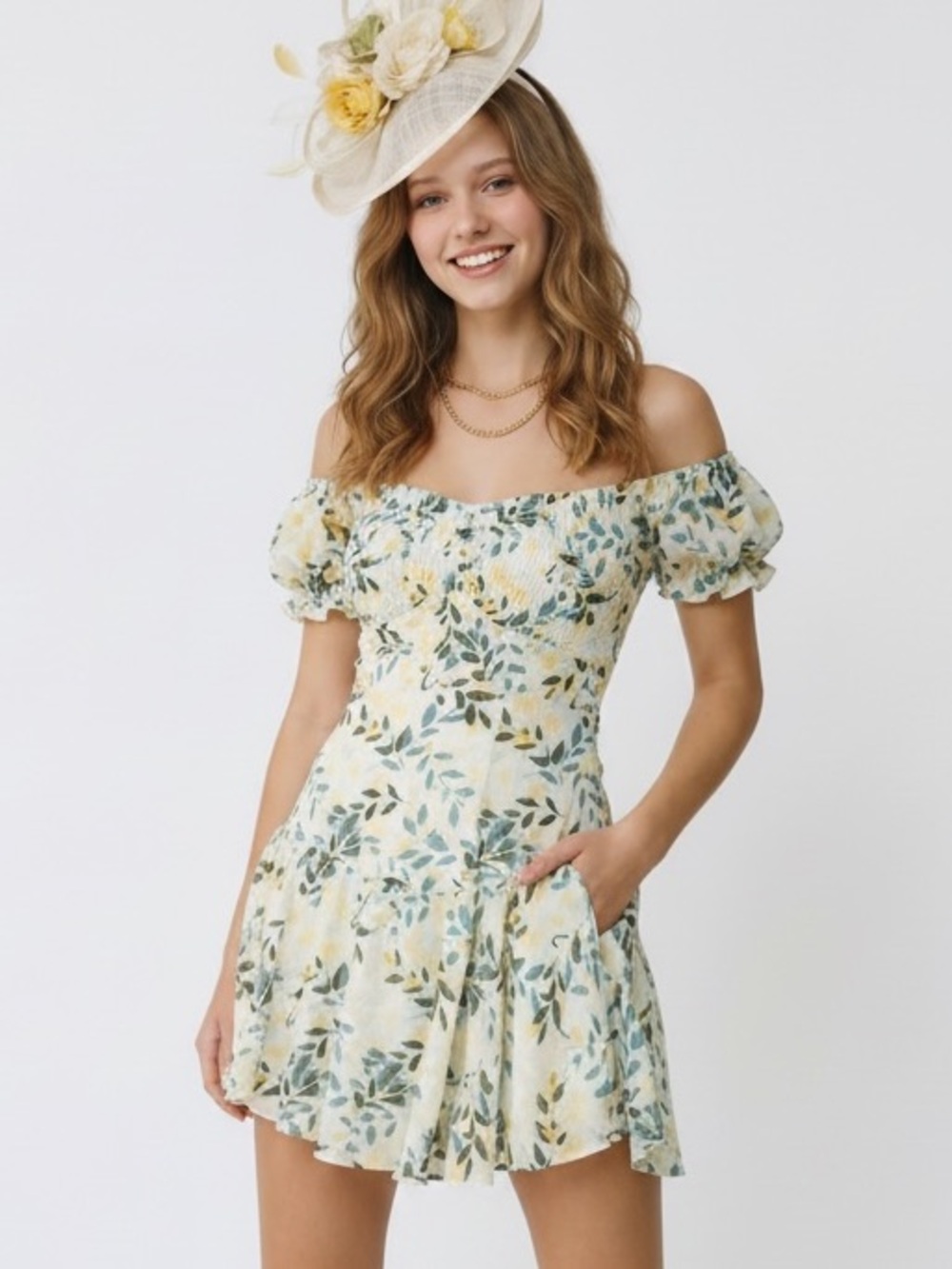 Hello Molly leaf Ruffle milkmaid Mini dress Graduation romantic Whimsical